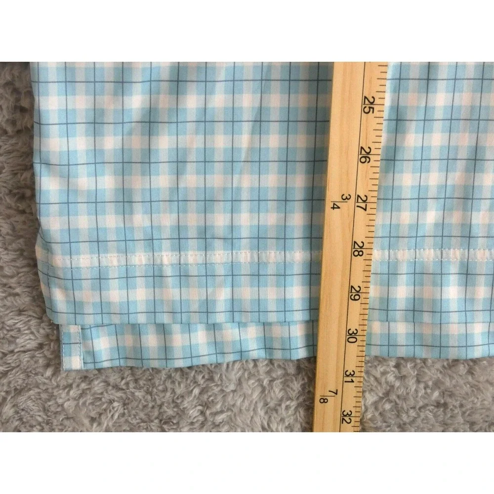 FootJoy FJ‎ Lightweight Golf Polo Shirt Mens M Blue White Plaid No Course Logo